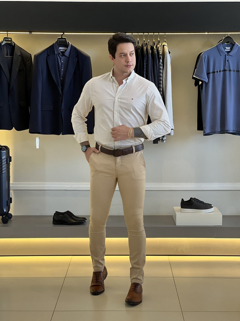 Calça DLZ Skinny Bolso Faca Masculino Cáqui