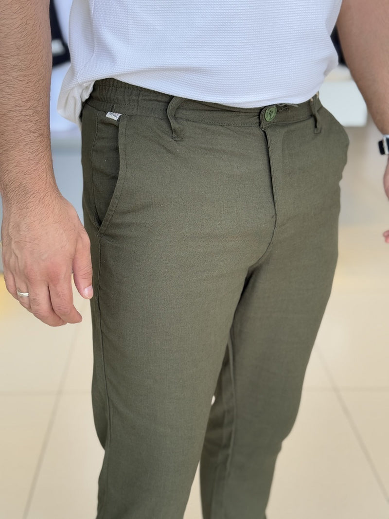 Calça Club Denim Linho Sarja Cropped Relaxed Masculino