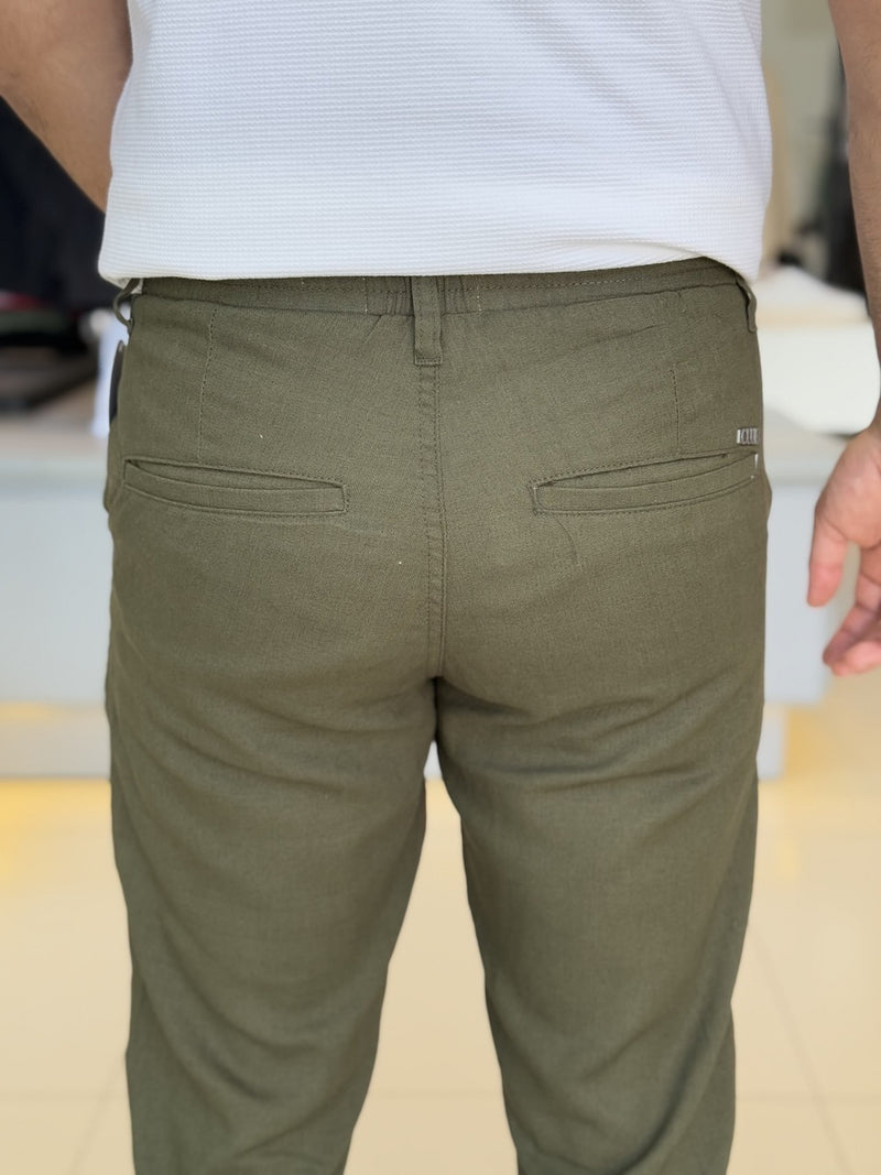 Calça Club Denim Linho Sarja Cropped Relaxed Masculino