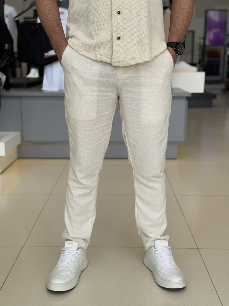 Calça Club Denim Linho Sarja Cropped Relaxed Masculino
