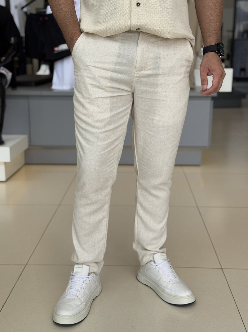 Calça Club Denim Linho Sarja Cropped Relaxed Masculino