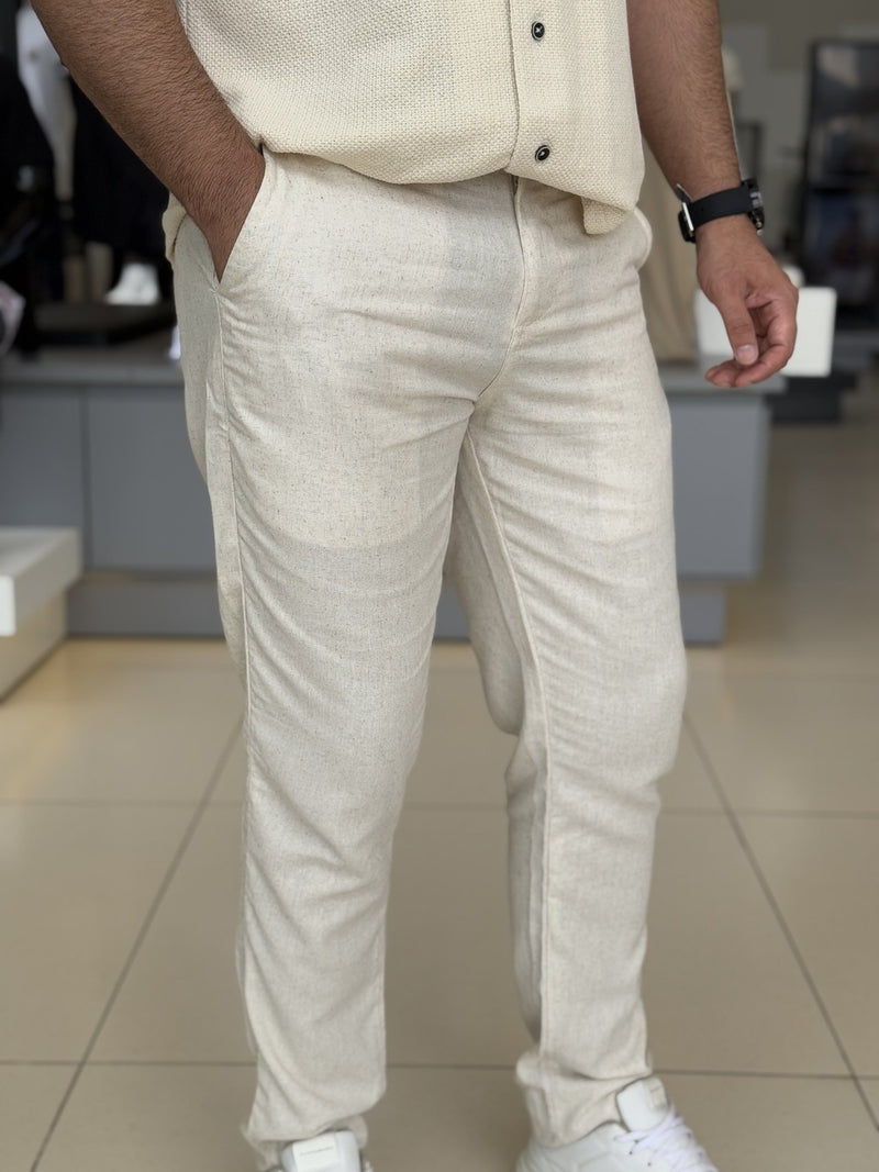 Calça Club Denim Linho Sarja Cropped Relaxed Masculino