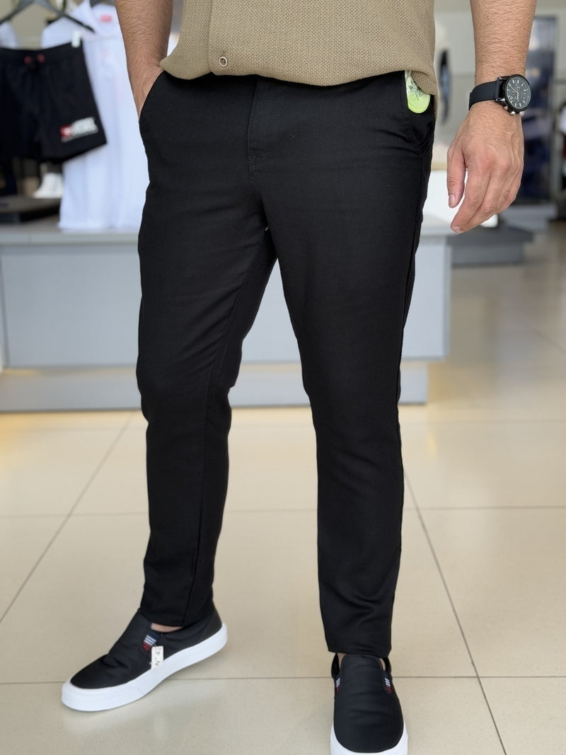 Calça Club Denim Linho Sarja Cropped Relaxed Masculino