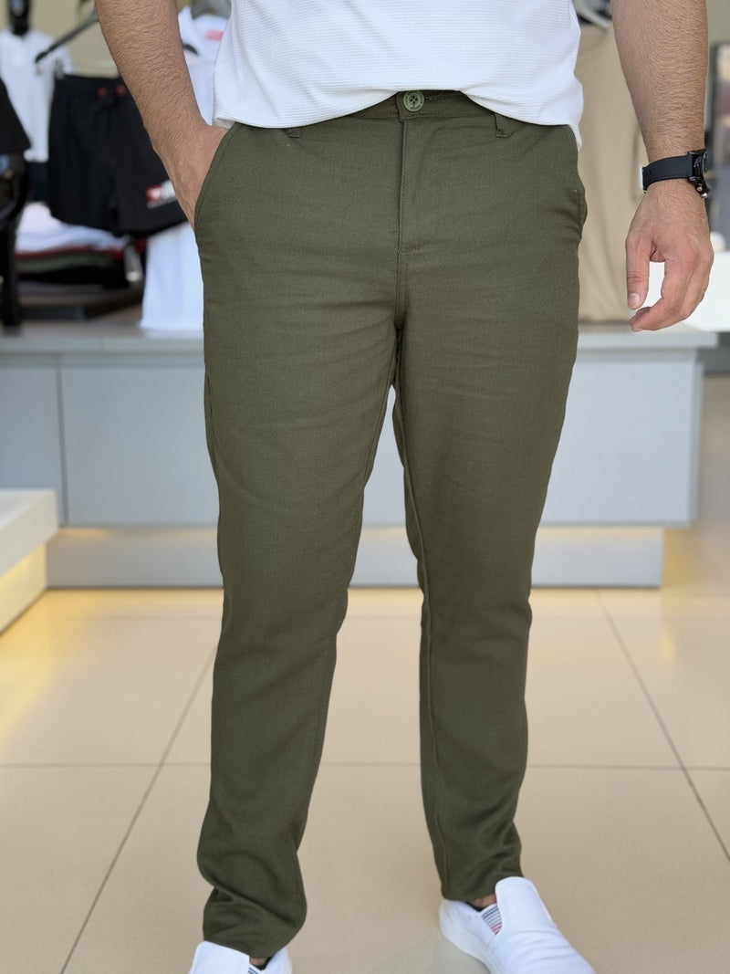 Calça Club Denim Linho Sarja Cropped Relaxed Masculino