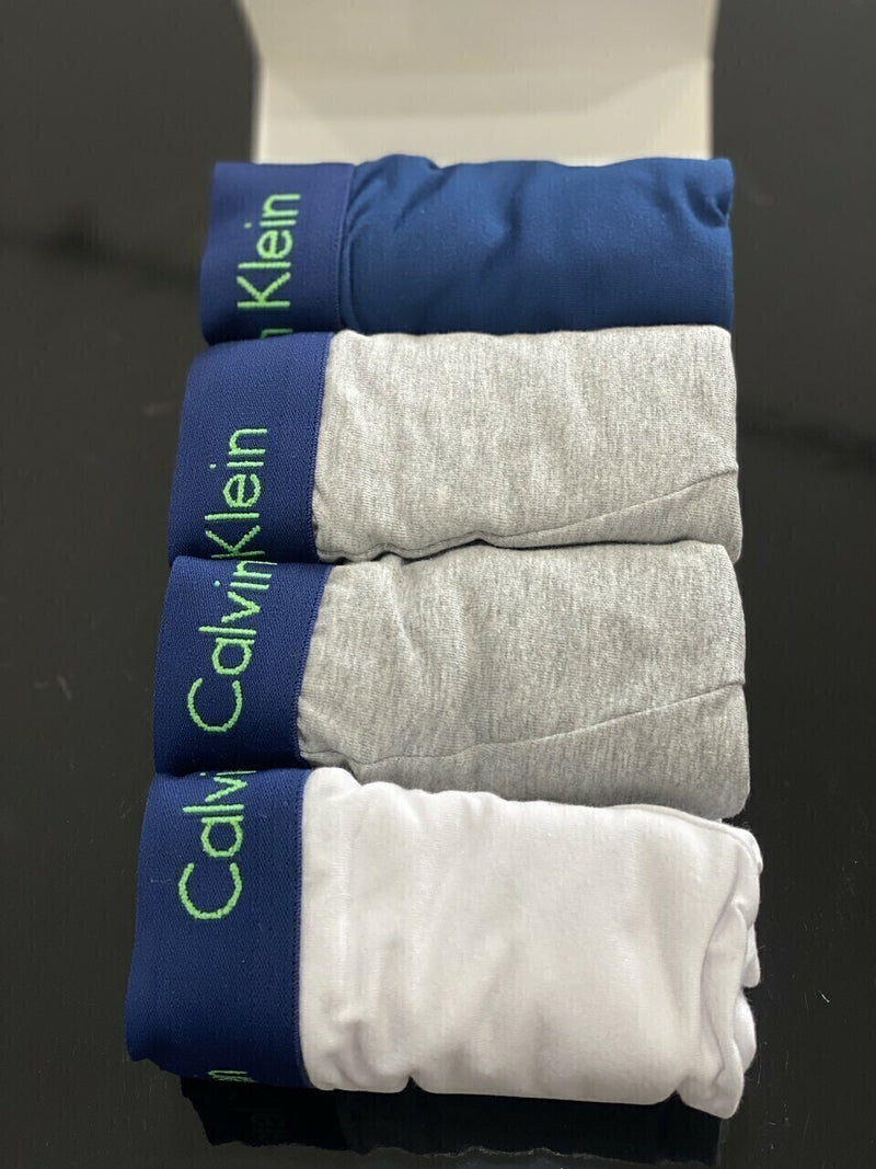 Cueca Calvin Klein Kit com 4 Peças Lettering Assinatura Verde Masculino Marinho, Cinza e Branco