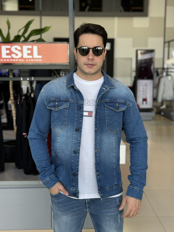 Jaqueta Clube Denim Jeans Slim Fit Masculino