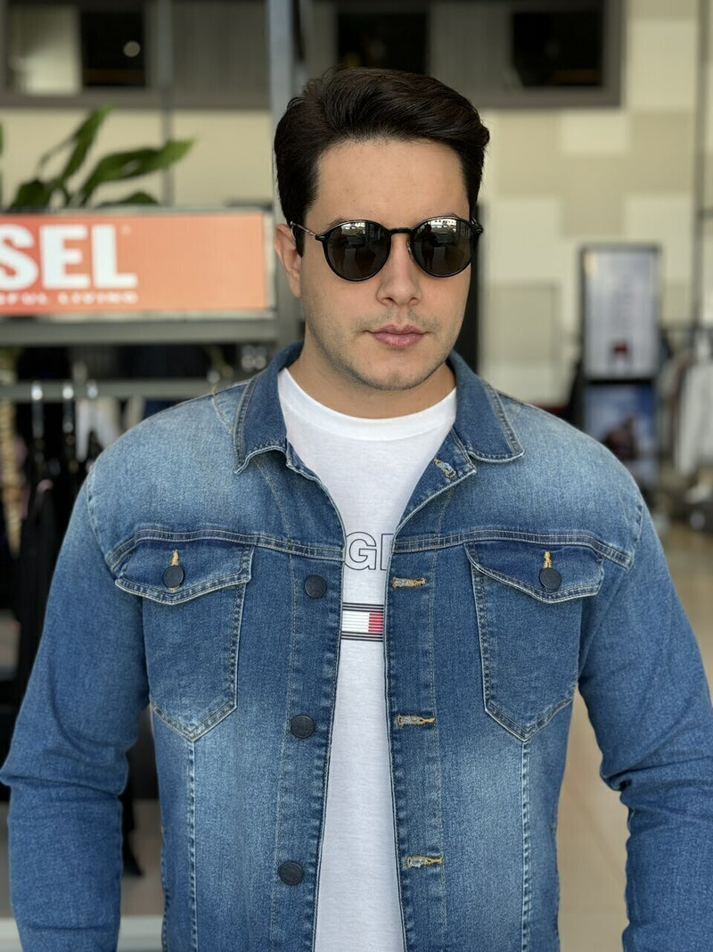 Jaqueta Clube Denim Jeans Slim Fit Masculino