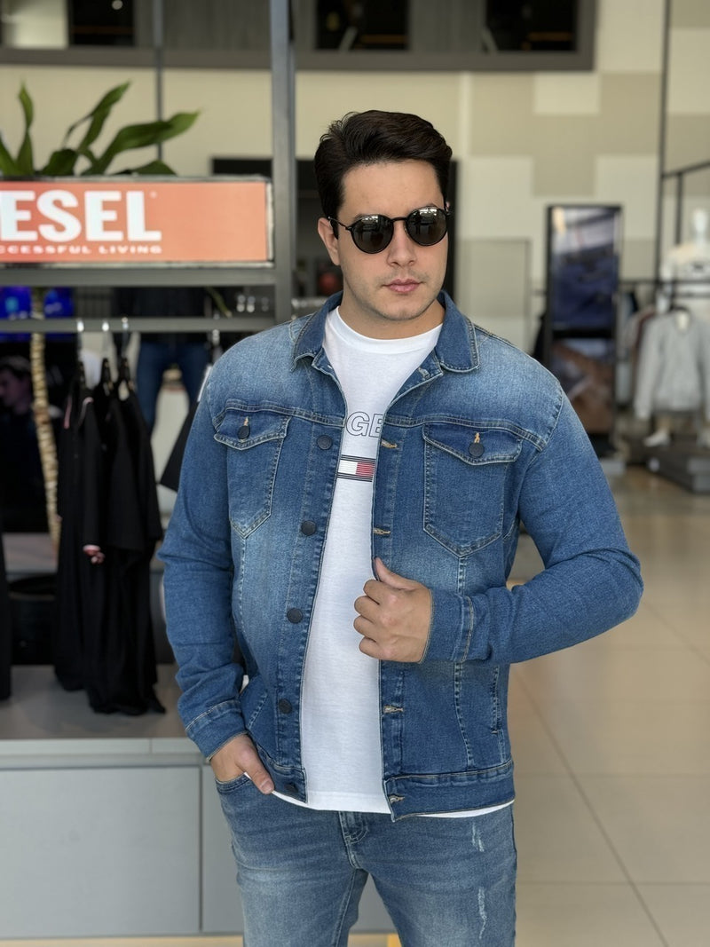 Jaqueta Clube Denim Jeans Slim Fit Masculino