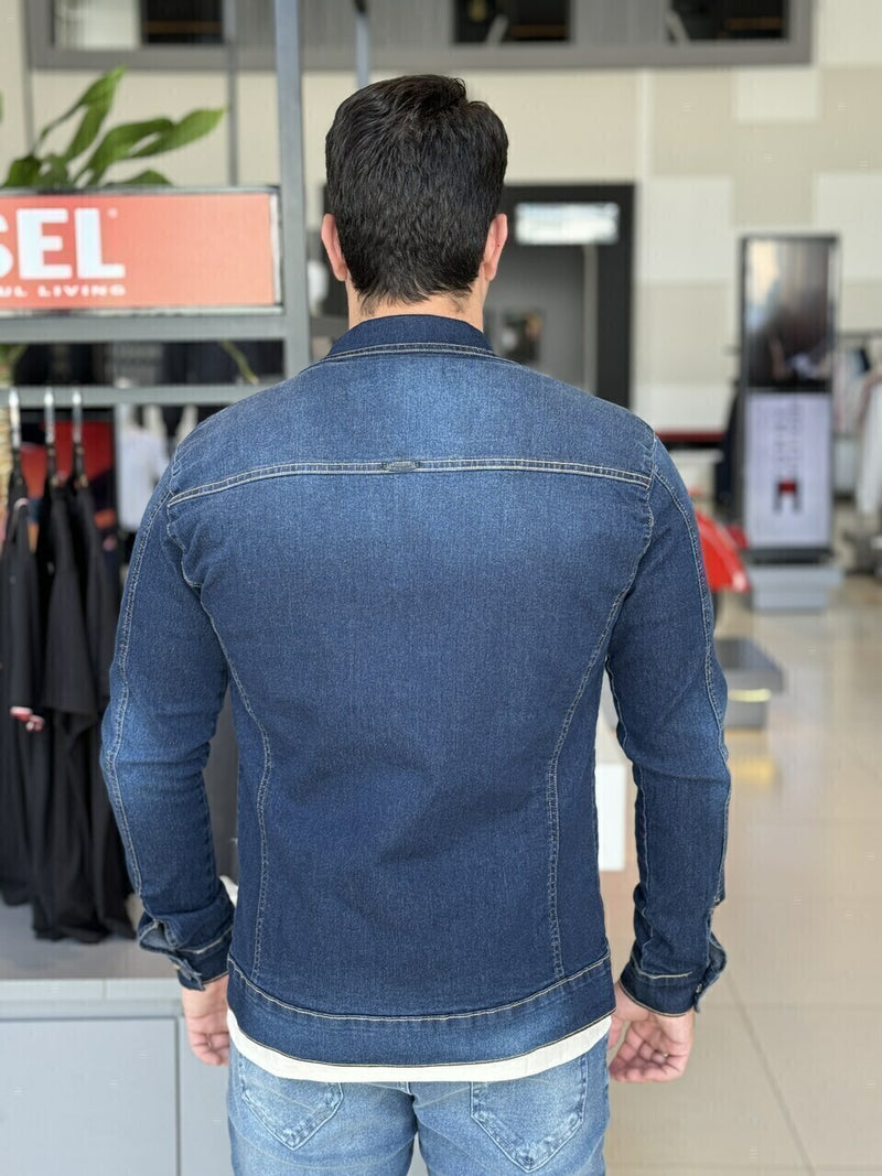 Jaqueta Clube Denim Jeans Slim Fit Masculino