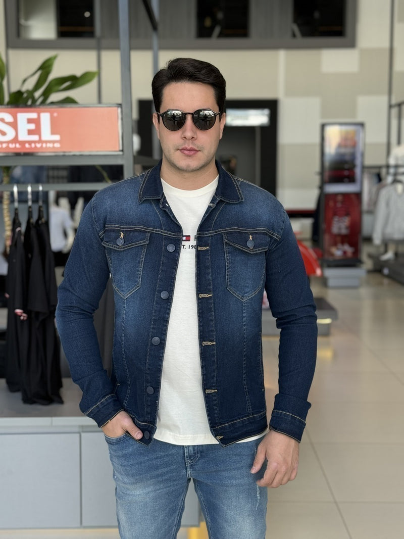 Jaqueta Clube Denim Jeans Slim Fit Masculino