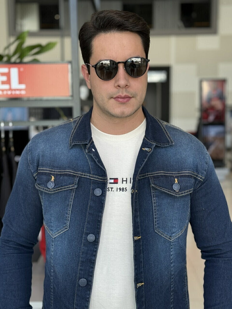 Jaqueta Clube Denim Jeans Slim Fit Masculino
