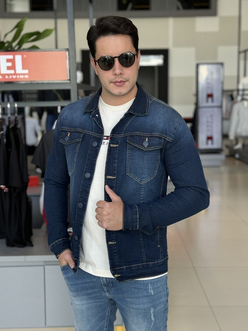 Jaqueta Clube Denim Jeans Slim Fit Masculino